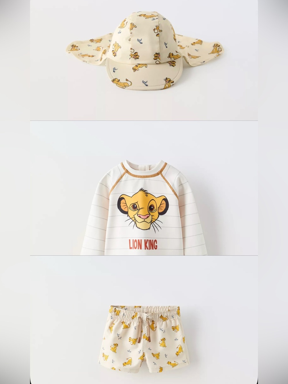 Disney Lion King Simba Cream & Yellow Kids Swim Set with Hat